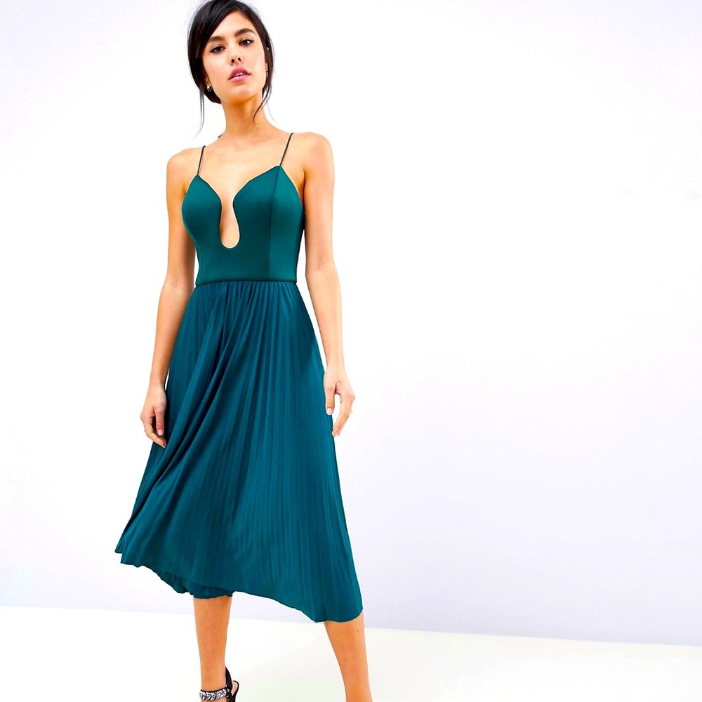 ASOS green strappy dress with front scoop detail